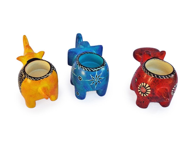 Assorted Color Soap stone Elephant Tealight